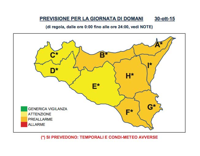 Meteo, per domani avviso di preallarme della Protezione civile. Scuole aperte