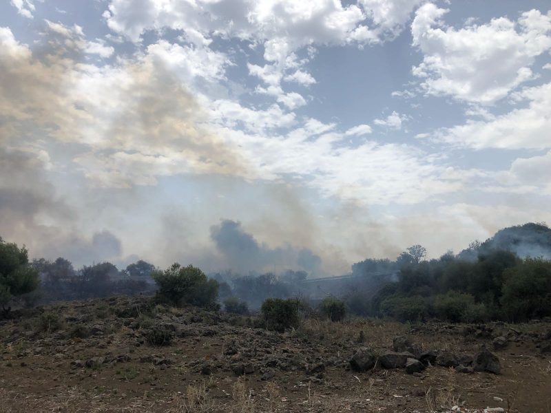 Acireale, incendio nella riserva della Timpa. Intervengo i Canadair