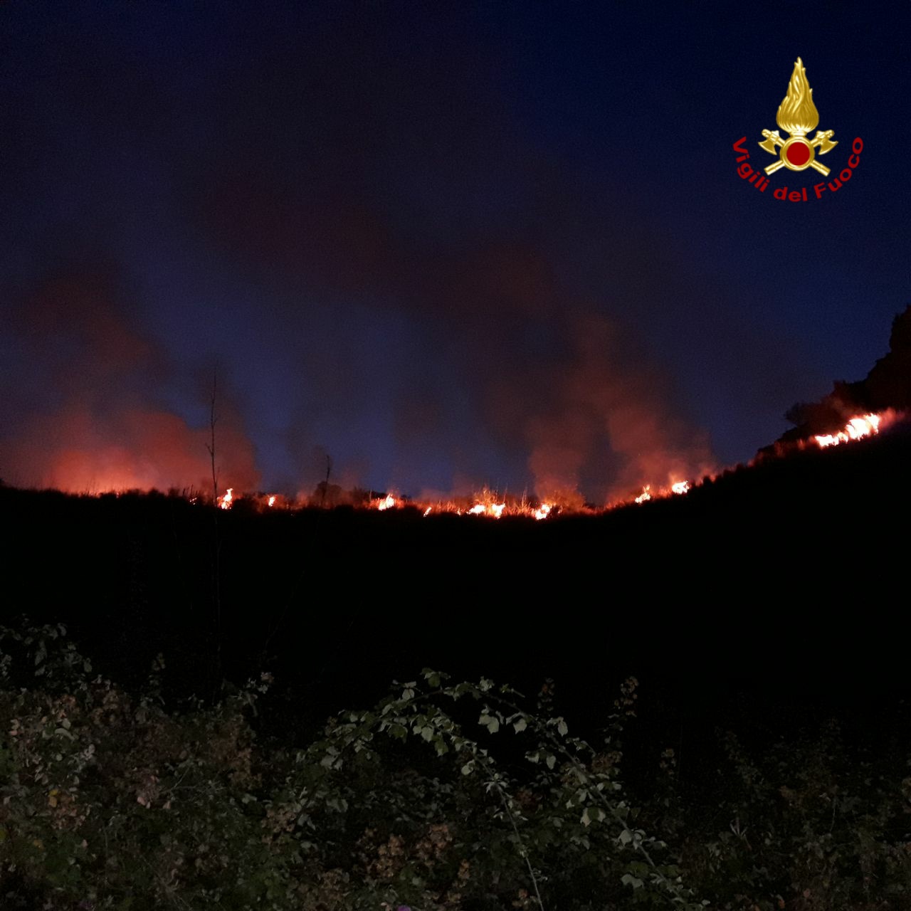 Collina di Vampolieri, vasto incendio ha minacciato le abitazioni. Intervento dei Vigili del fuoco