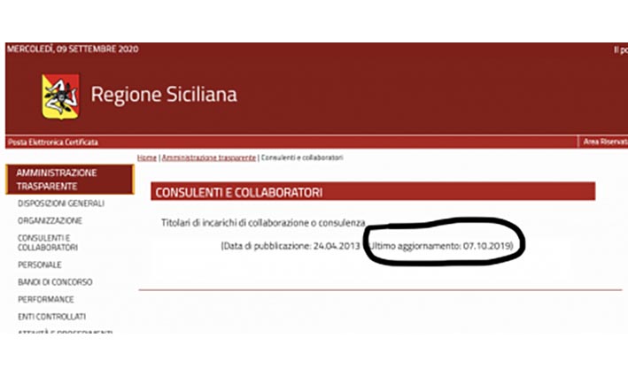 Regione Siciliana e trasparenza: spariti da internet incarichi e consulenze