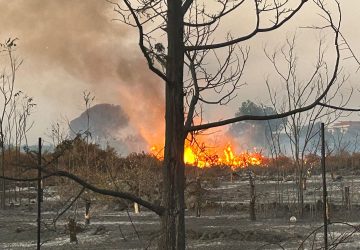 Giarre, di nuovo in pericolo lo stadio di atletica e le vicine case lambite da un vasto incendio