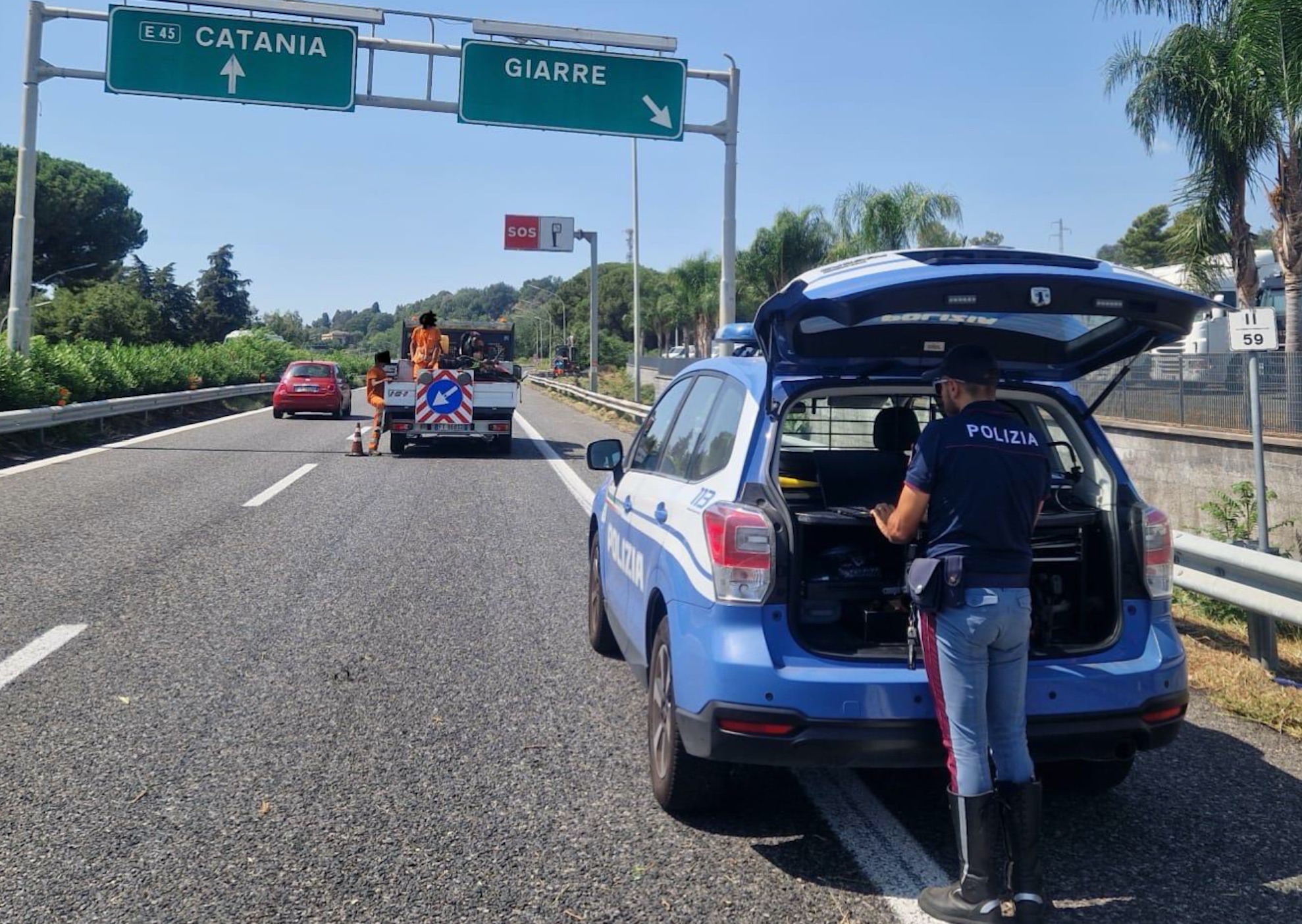 A18, cantiere irregolare allo svincolo di Giarre sospeso. Intervento della Polstrada