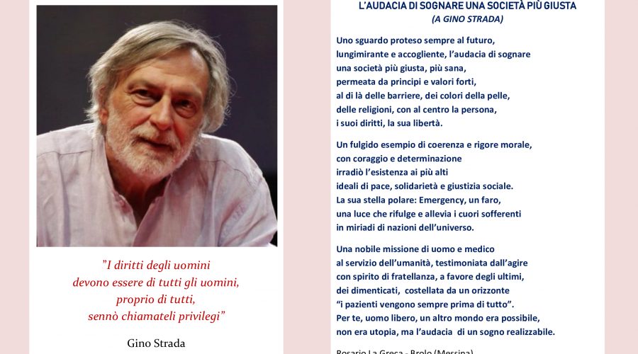 Una poesia dedicata a Gino Strada, nel terzo anniversario della scomparsa