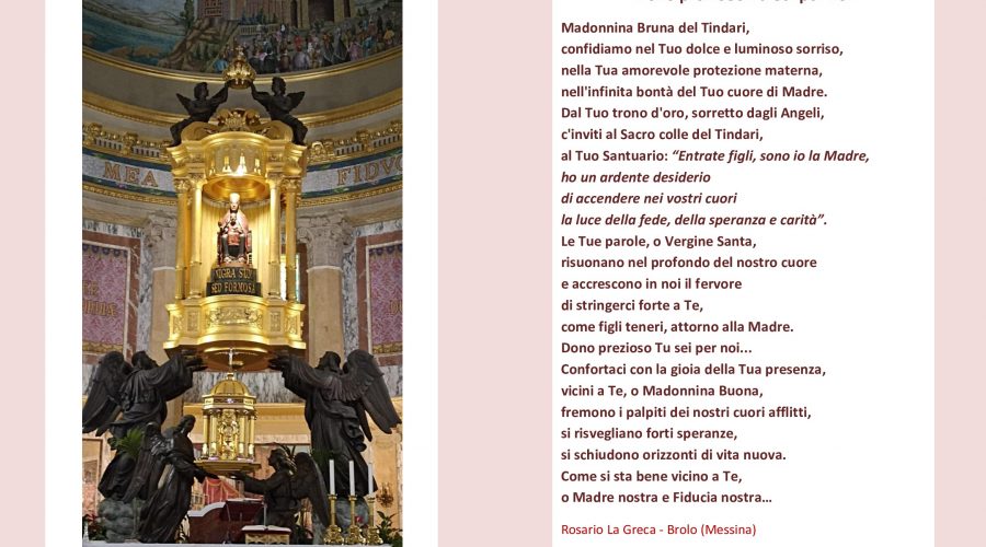 “Dono prezioso Tu sei per noi”, omaggio alla Madonna Bruna del Tindari del poeta Rosario La Greca