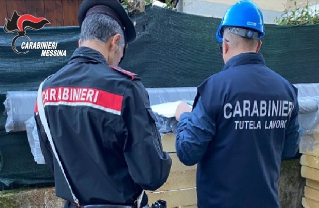 Controllato un cantiere edile a Taormina: denunciato il titolare. Sanzioni e ammende per oltre 50.000 euro