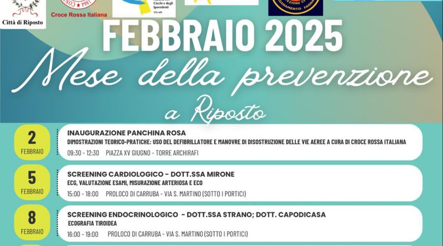 A Riposto febbraio è il “Mese della prevenzione”: screening gratuiti e dimostrazioni di primo soccorso