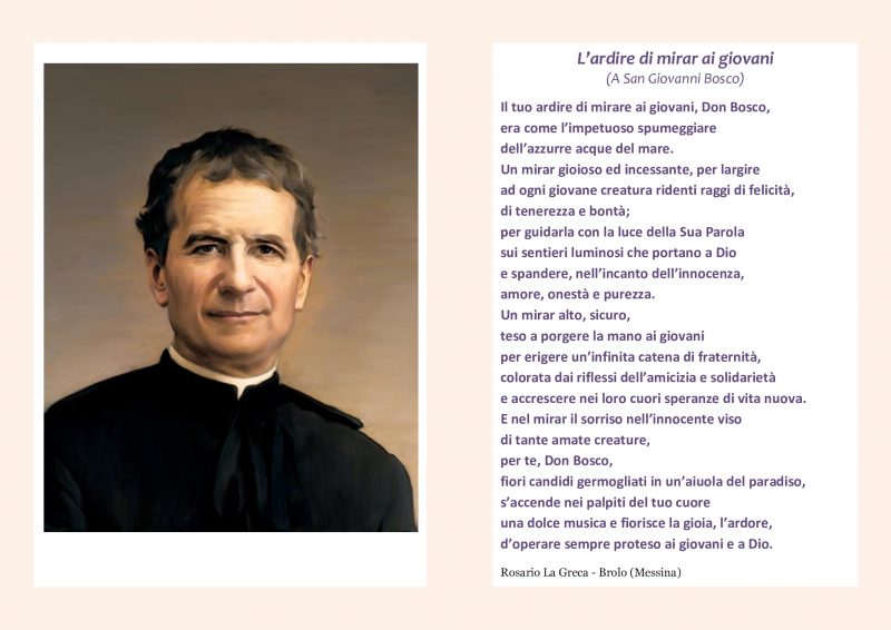 Una poesia dedicata a San Giovanni Bosco “Padre e Maestro della gioventù”