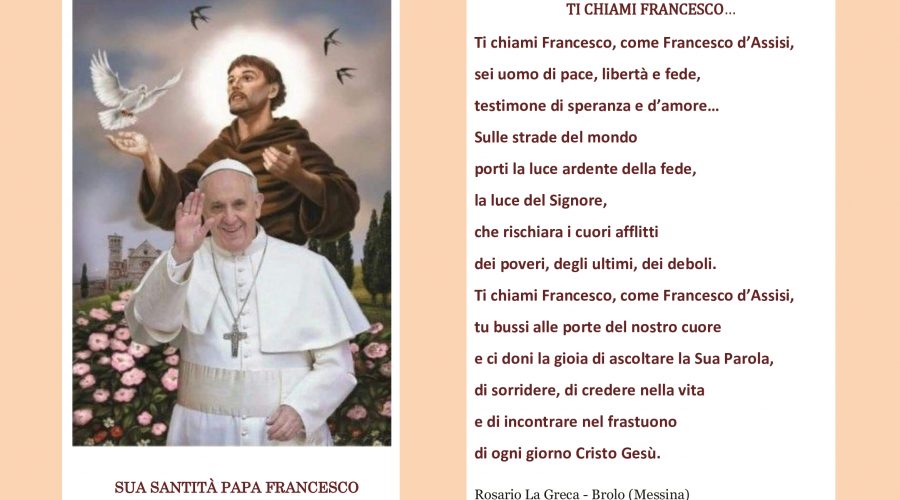 Una poesia dedicata a Papa Francesco, come augurio di pronta guarigione